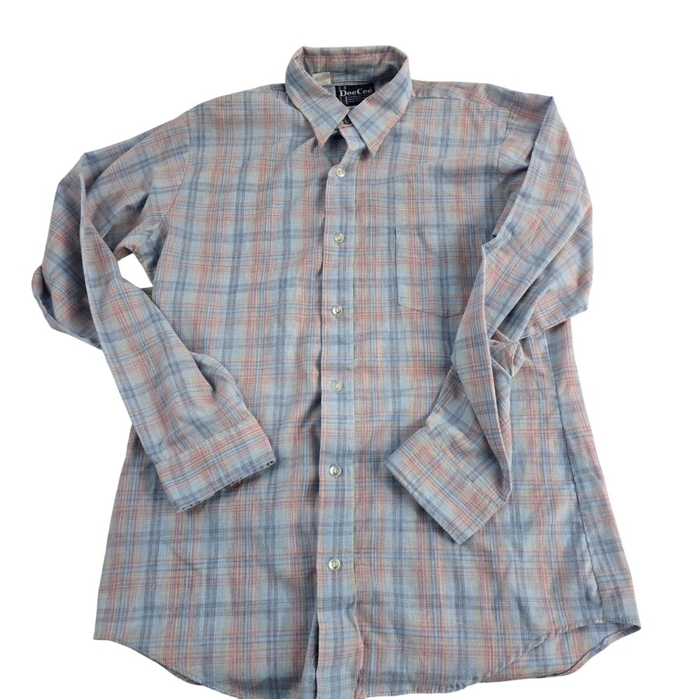 DeeCee Mr Tall Plaid Dress Shirt Long Sleeve Men Size‎ 15-15.5 Made USA